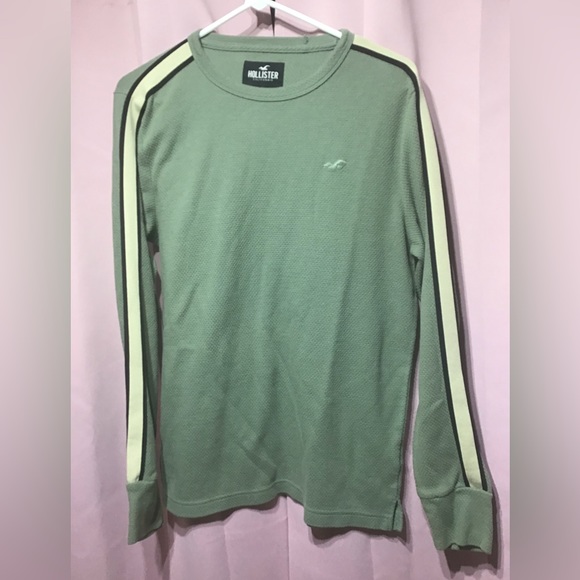 Hollister Other - Hollister California mens shirt, sage green medium, with stripe on sleeves soft!